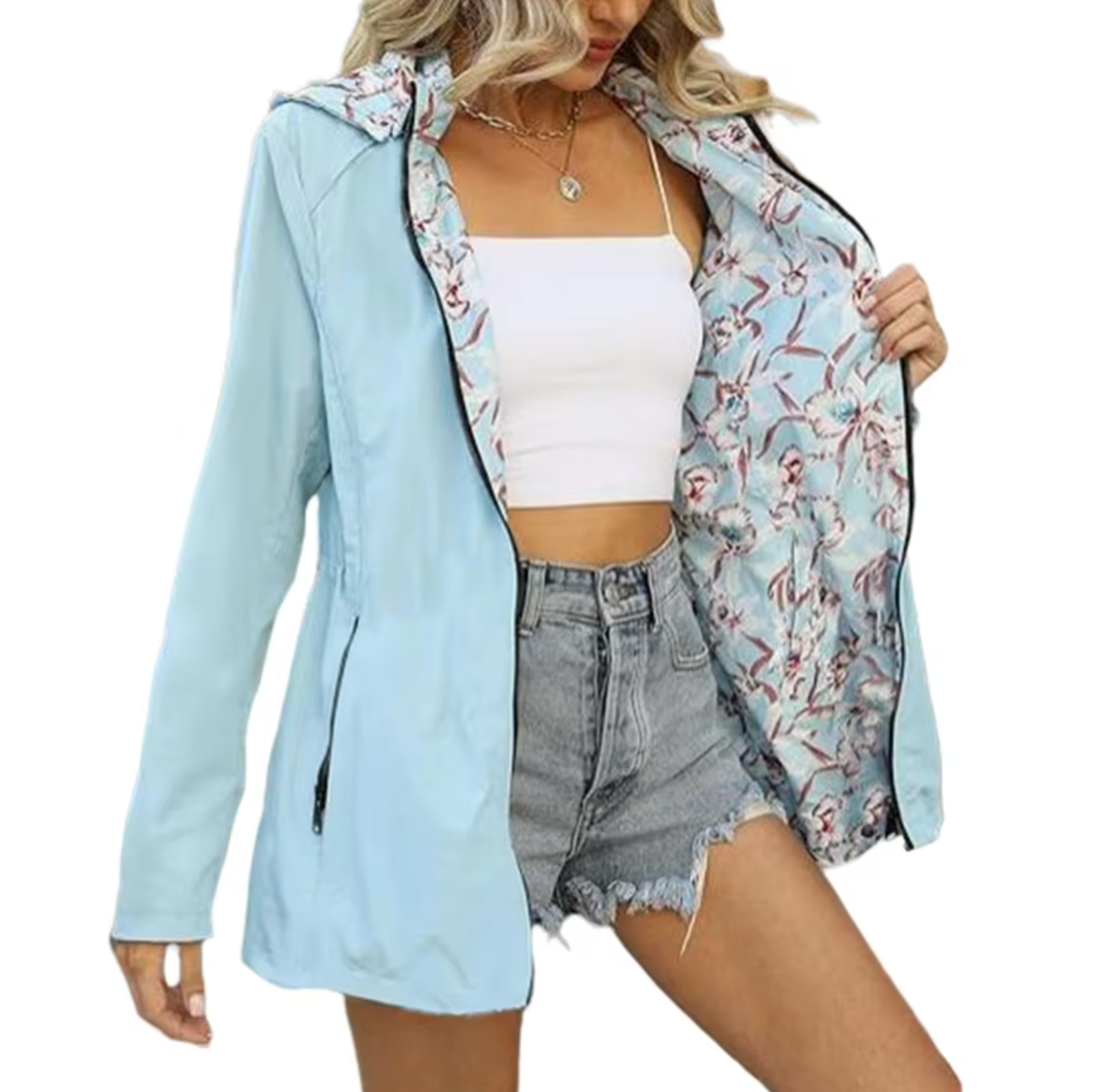 Damjacka Reversibel Polyester med Färgglada Mönster-1