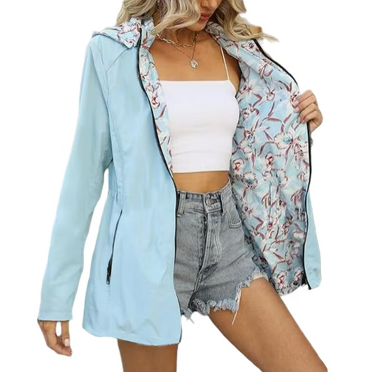 Damjacka Reversibel Polyester med Färgglada Mönster-1