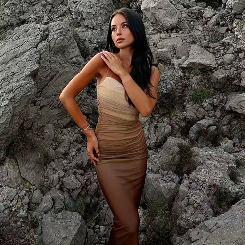 Fina Dam Klänningar Midi Spaghettiband Mesh-1