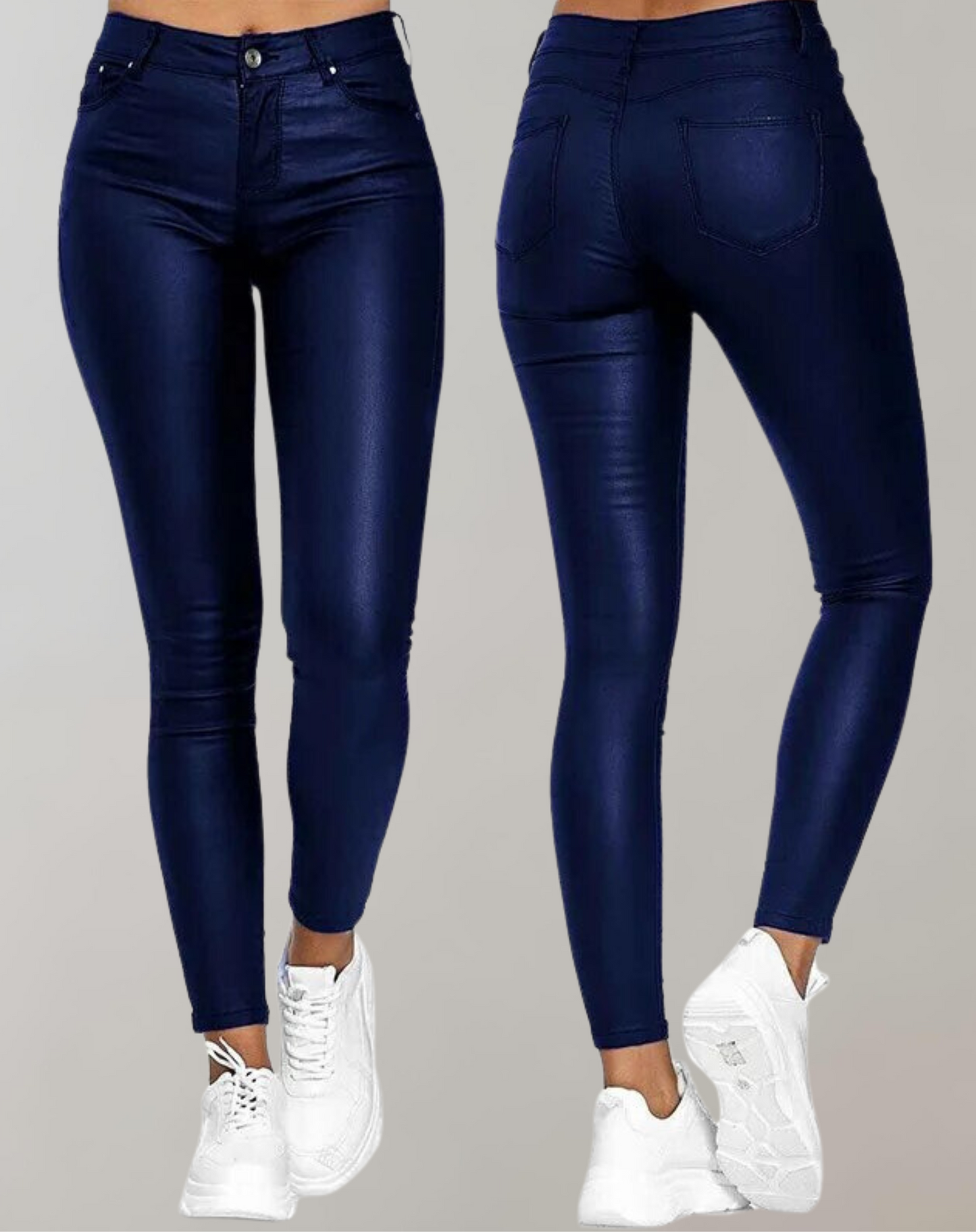 Variant image for Dam Läderbyxor Bodycon Medelhög Midja PU-Läder-14