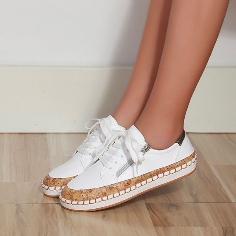 Dam Sneakers Blommönster Mjuk Textil Trendiga Skor-5