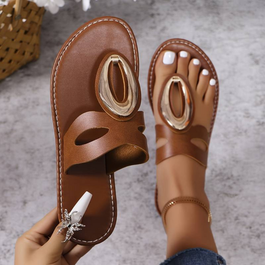 Platta Sandaler för Kvinnor i Andningsbart Syntetmaterial – Lätta och Bekväma för Sommarbruk 1