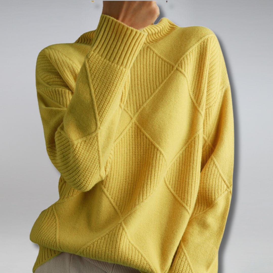 Stickad Dam Tröja Turtleneck Mjuk Bomull 8