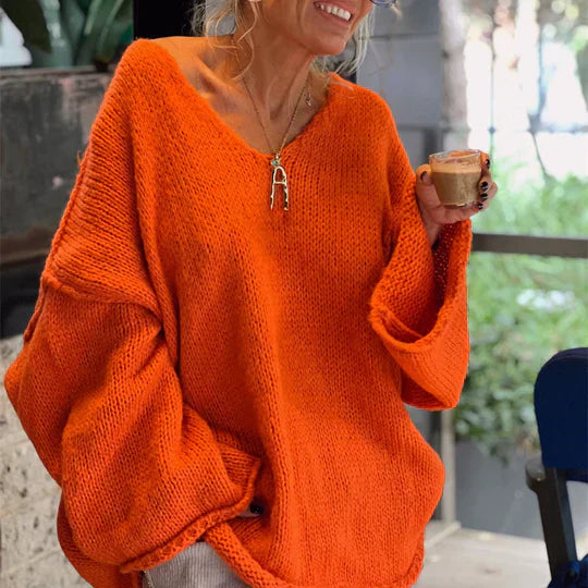 Kvinnors V-ringad Tröja i Mjuk Blandning – Lätt Stickad, Lösa Delar för Komfort och Elegans, S-XL 1