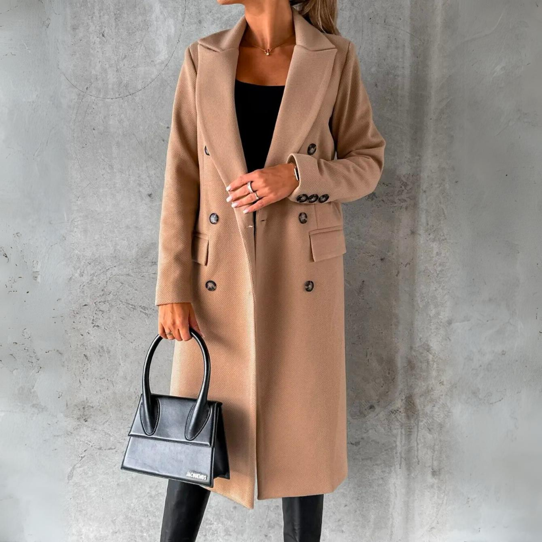 Elegant Vindjacka för Dam i Ullblandning med Dubbelram och Lapel - Vindavvisande Jacka för Alla Tillfällen 6
