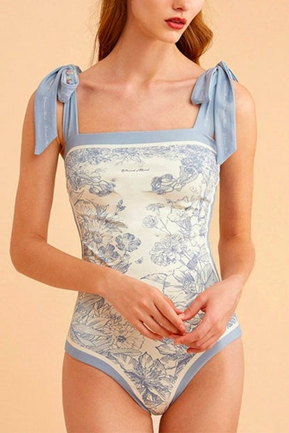 Baddräkt Dam Blommig Design med Båge Axel Polyester-1