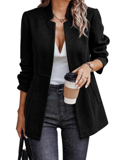 Dam Blazer Jacka Klassisk V-ringning 100% Polyester-4