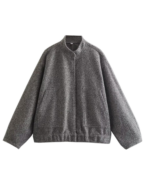 Dam Bomberjacka Överdimensionerad Fleece Modern Stil-1