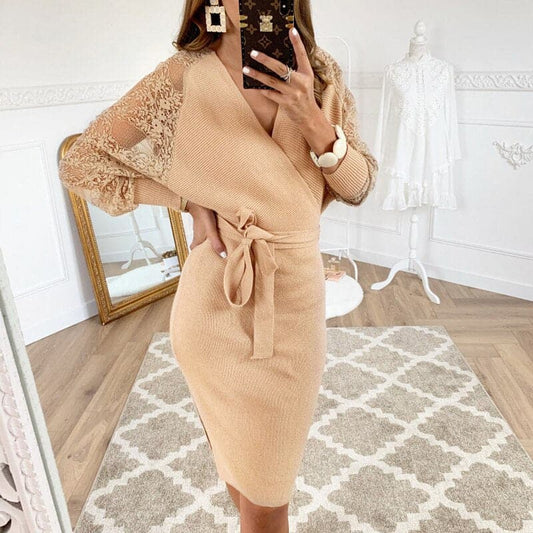 Fina Dam Klänningar Wrap Klänning Lätt Material Elegant Stil-1