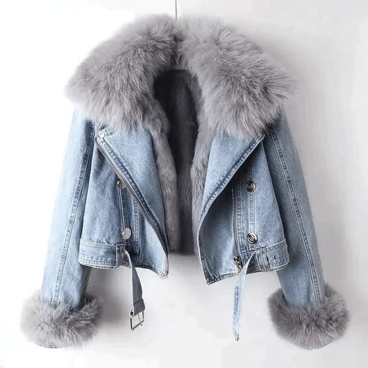 Dam Denimjacka Lyxigt Foder Denim-1