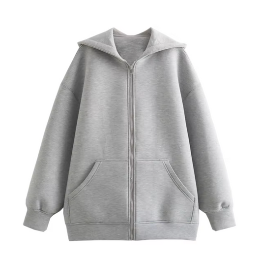 Damjacka Oversized med Huva i Bomull-1
