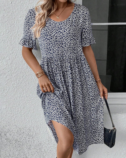 MIDI Klänning för Kvinnor med Blommig Design i Högkvalitativt Tyg – Perfekt för Vardags och Speciella Tillfällen 5