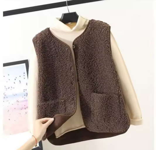 Dam Fleeceväst Tjock Ärmlös Mjuk Fleece-1