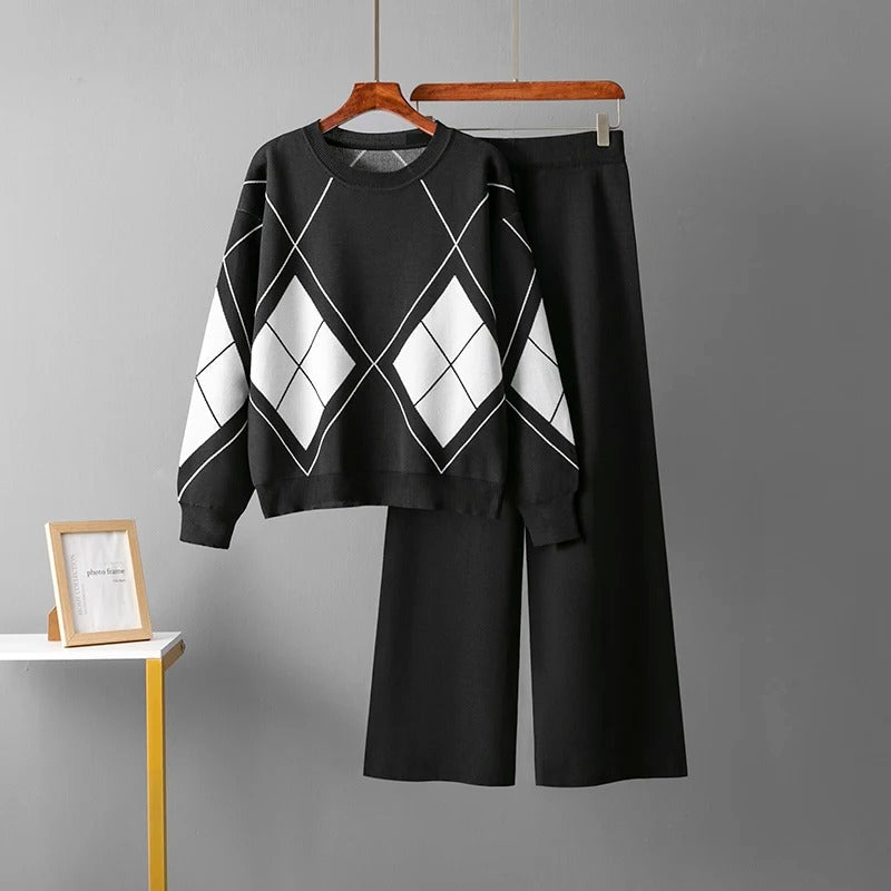 Variant image for Kvinnors Tvådelad Tröja Geometriska Mönster Ullblandning-2