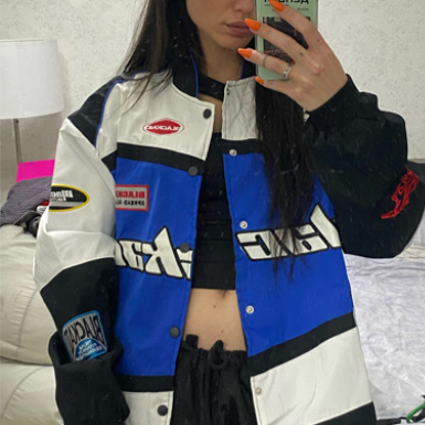 Trendig Damjacka i Bomull och Polyester för Vår och Höst – Modern Gatajacka för Dam, Flera Storlekar 1