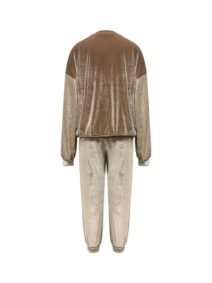 Dam Tröja och Byxor Set Hjärtmotiv Paljetter Mjuk Polyesterblandning 5