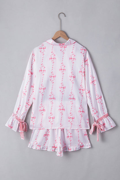 Kvinnors Pyjamas Set Satin Slinghylsor Ruffles-6