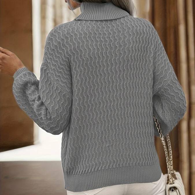 Dam Turtleneck Tröja Mysig Vinterstil Mjuk Material-4