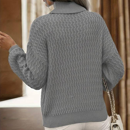 Dam Turtleneck Tröja Mysig Vinterstil Mjuk Material-4