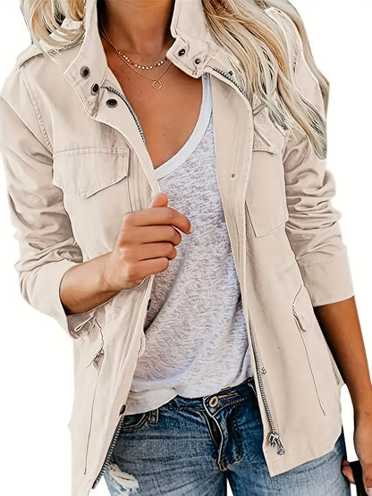 Kvinnors Kappa Klassisk Stil med Stativ-upp Krage Isolerande Tyg-4