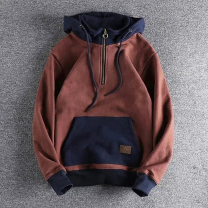 Hoodie Herr Tvåfärgad Design med Huva i Mjuk Bomull 7