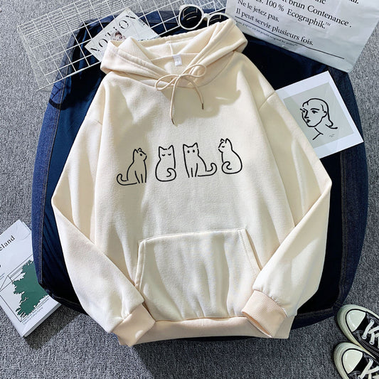 Dam Lång Hoodie Avslappnad Stil 100% Bomull-1