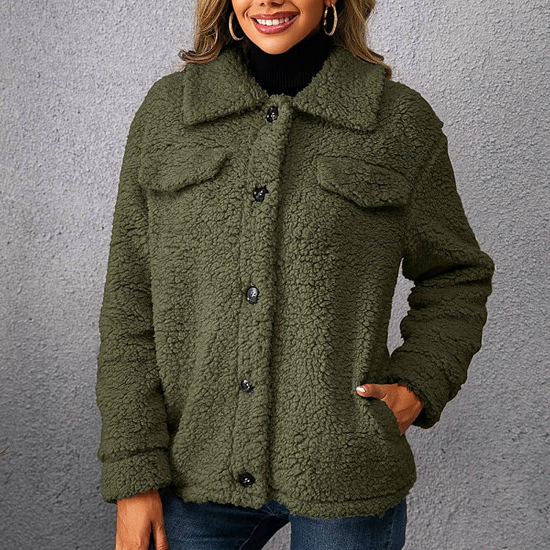 Dam Kortjacka Modern Fleece med Vändkrage-6