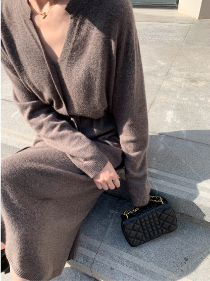 Kvinnors Långärmad Tröja Klänning Mjuk Blandning-2