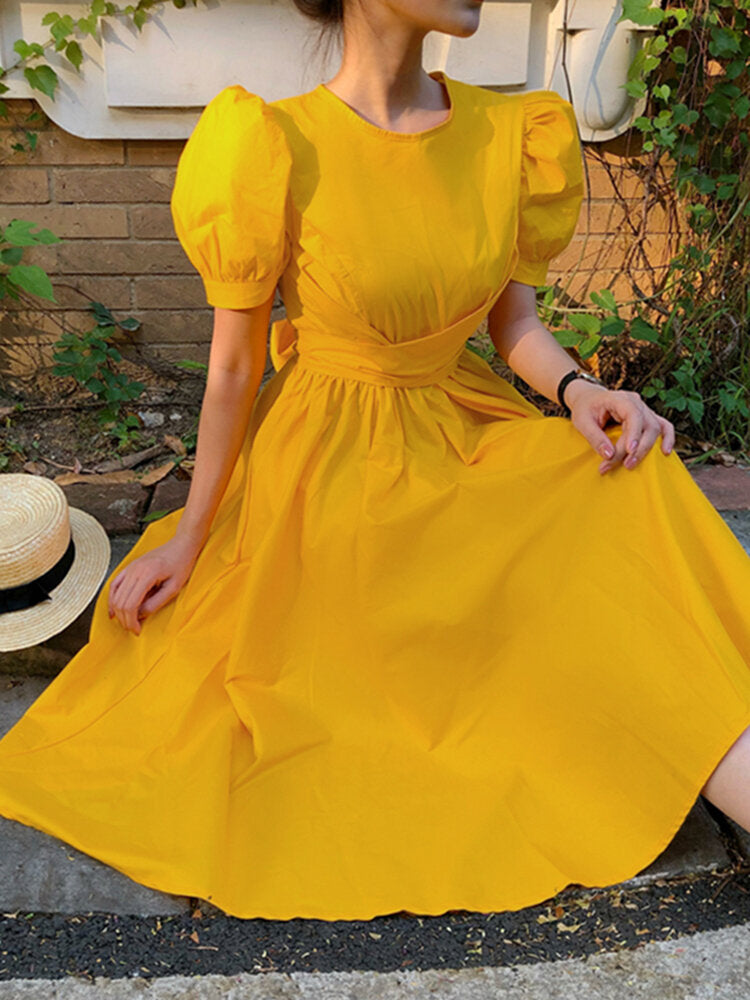 Variant image for Kvinnors Midi Klänning Justerbart Bälte Högkvalitativt Tyg-17