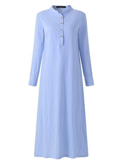 Dam Klänning Maxi V-ringning Långärmad Mjuk Polyester-1