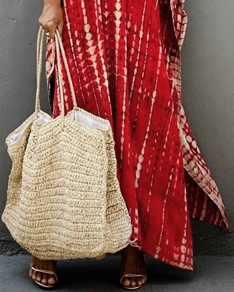 Maxiklänning Dam Flytande Batik Lätt Tyg-2