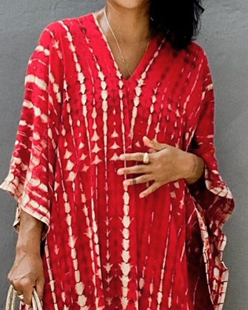 Maxiklänning Dam Flytande Batik Lätt Tyg-3