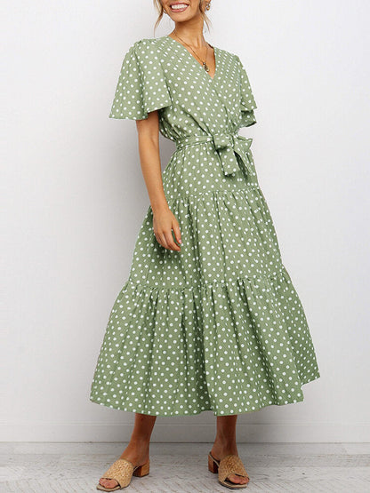 Variant image for Kvinnors Midi Klänning V-hals Blommönster Polyester-1