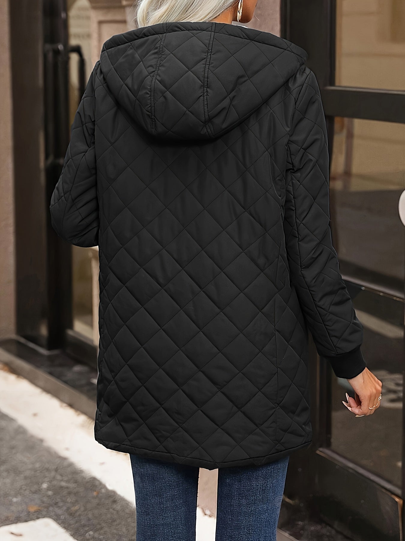 Lång Vinterrock Dam Quiltad Polyester Casual-2