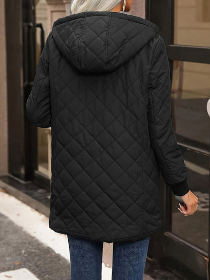 Lång Vinterrock Dam Quiltad Polyester Casual-2