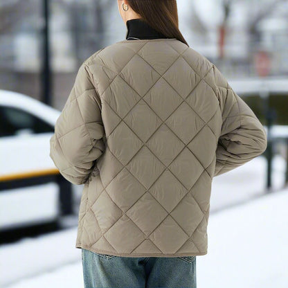 Damjacka Lätt Varm Diamantmönster Polyester för Kalla Dagar-2