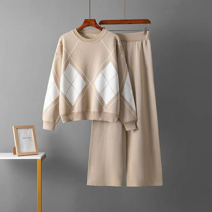 Variant image for Kvinnors Tvådelad Tröja Geometriska Mönster Ullblandning-4