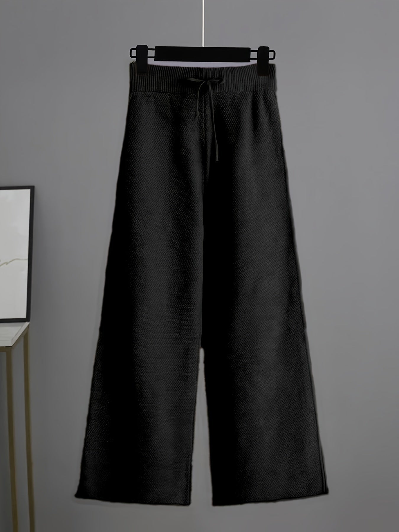 Dam Avslappnade Stickbyxor Högkvalitativt Material-4