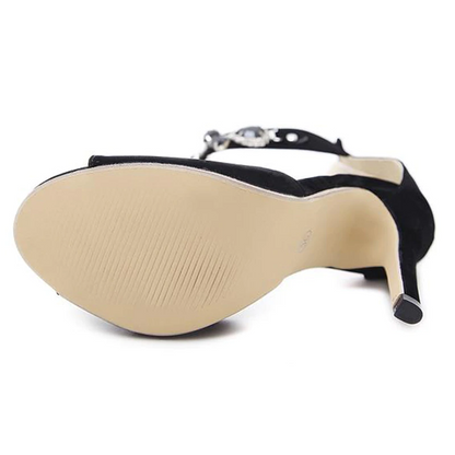 Dam Gladiator Sandal Stilett Flock med Sten Detaljer-5