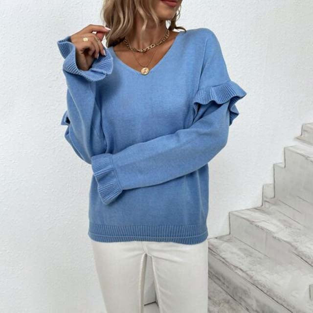 Unisex V-Neck Sweater Cotton-Acrylic Blend-2