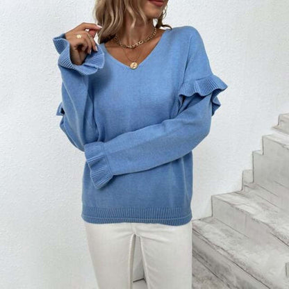 Unisex V-Neck Sweater Cotton-Acrylic Blend-2