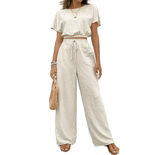 Dam Outfit Set Avslappnad Polyester Elastisk Midja-1