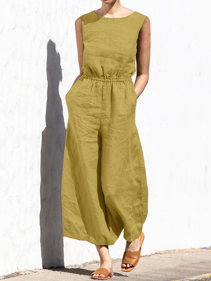 Dam Jumpsuit Ärmlös Elastisk Polyester-5