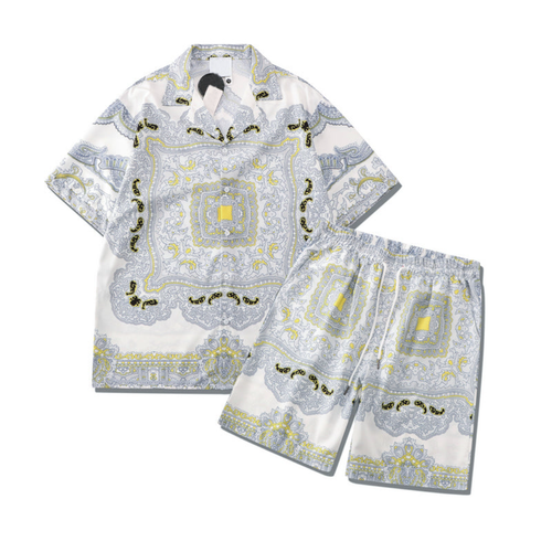 Blommigt Strandset för Dam i Polyester - Avslappnad Skjorta och Korta Byxor för Sommaraktiviteter 1