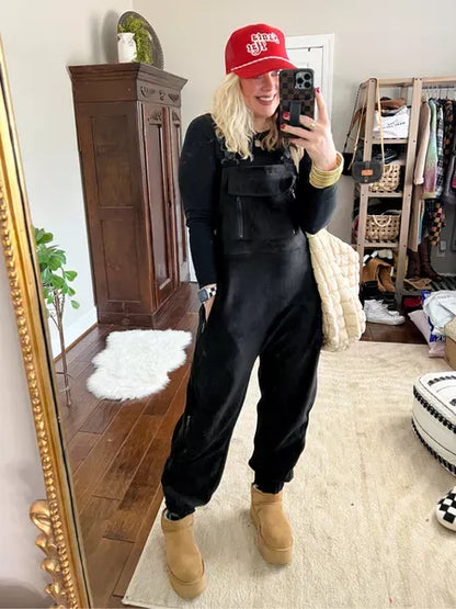 Herrar Dungarees Bekväm Polarfleece Justerbara Remmar-5