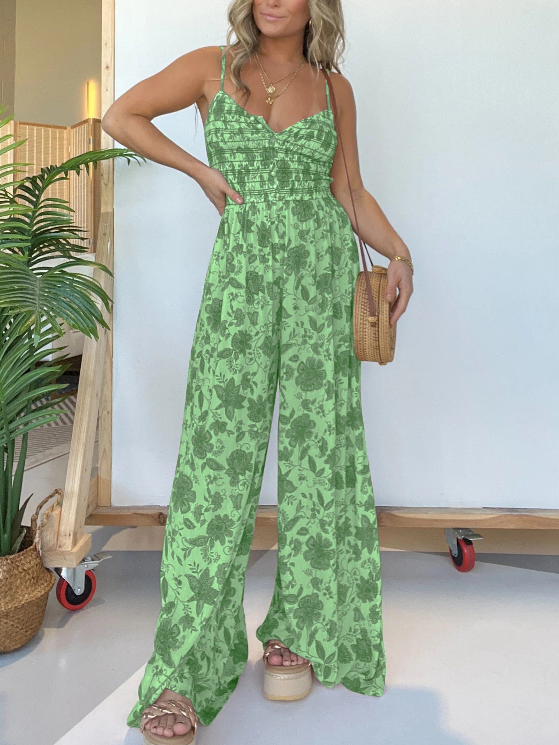 Variant image for Dam Jumpsuit Blommönster Bred Ben Polyester-11