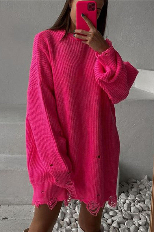 Variant image for Dam Stickad Överdimensionerad Tröja Rippad Akryl-2