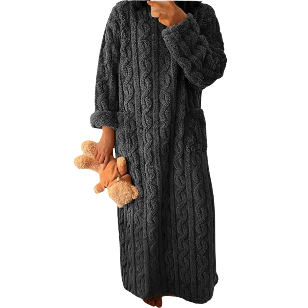 Variant image for Dam Maxi Klänning Kabelstickad Lång Ärmar Mjuk Akrylblandning-4