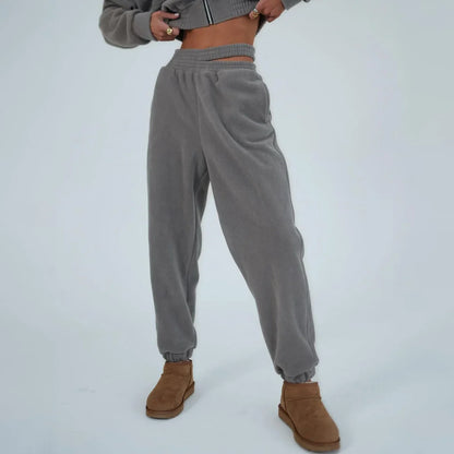 Dam Hoodie med Dragkedja och Matchande Joggingbyxor i Ultrafina Fleece-4