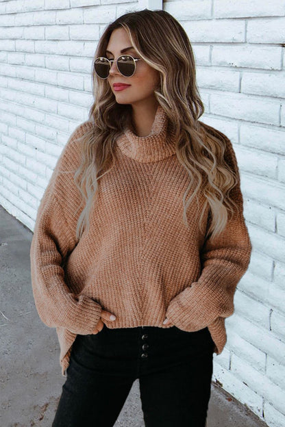 Dam Tröja Långärmad Hög Krage Polyester-4